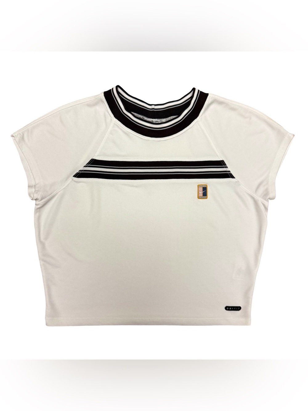 Vintage 90s Nike Challenge Court Tennis Dri-FIT Shirt White Brown Womens L